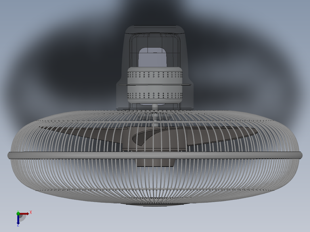 某型摇头电风扇的设计俯视图