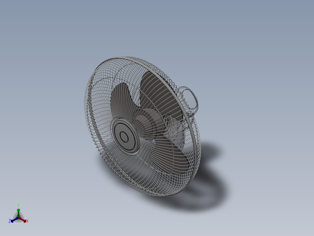 某型摇头电风扇的设计正等轴测图