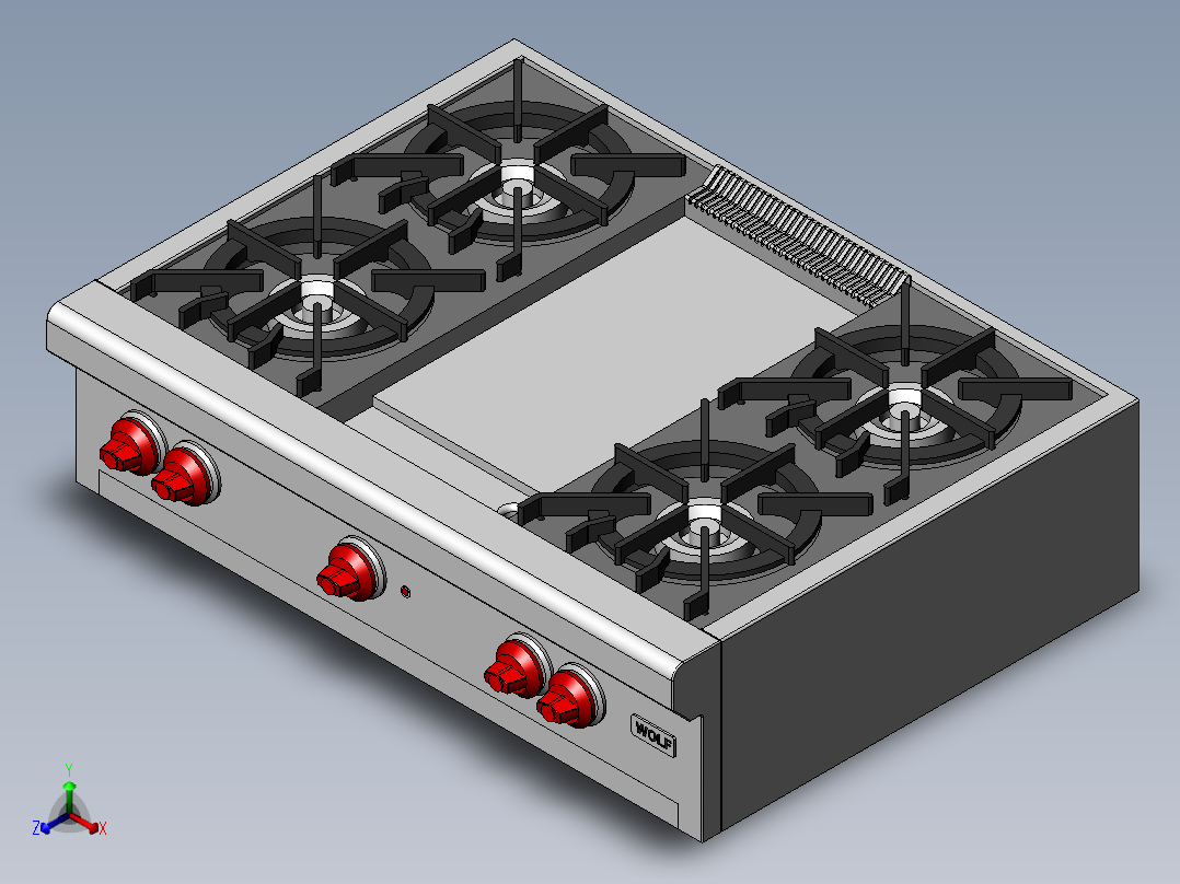 A2004480-狼 RT364G 燃气灶正等轴测图