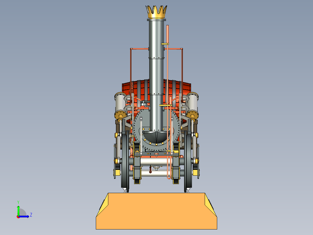 火车机车列车stephenson-s-rocket-58311-模型格式为 stp左视图