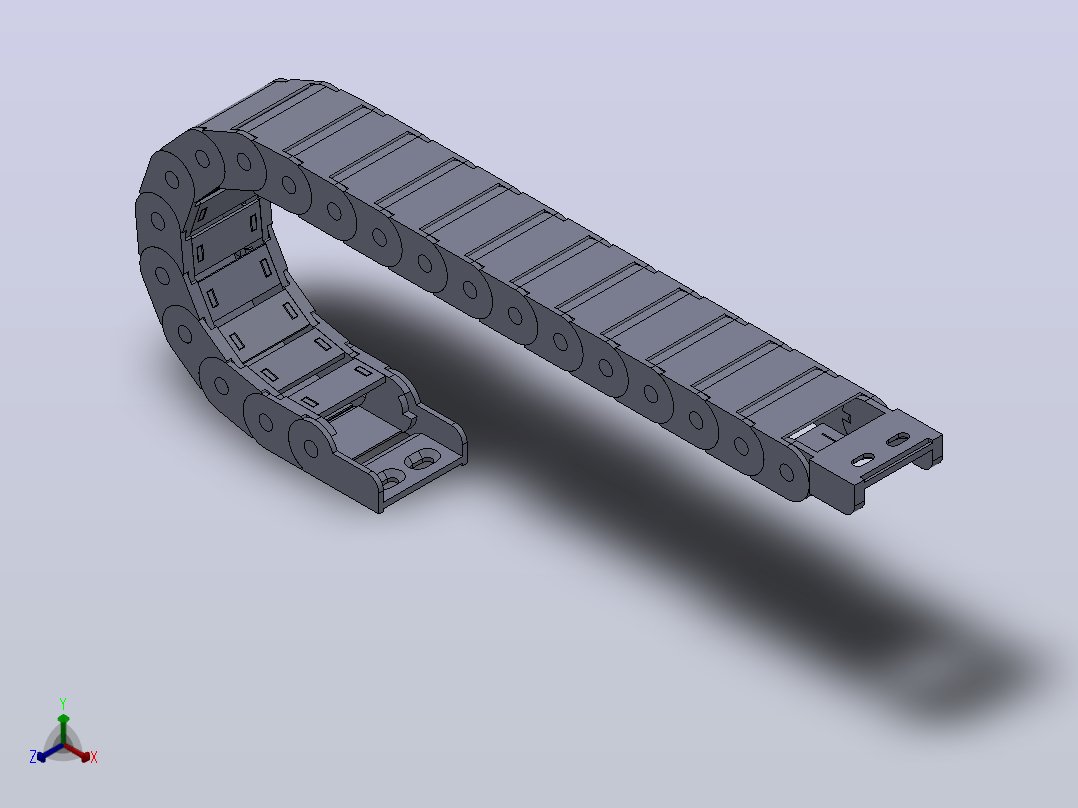 内高15内侧打开型TA半封闭式拖链[DSL15HTA-15-30-R48-20-A1]正等轴测图