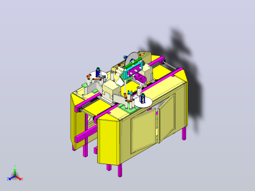 包装盒贴标机设备图纸3D