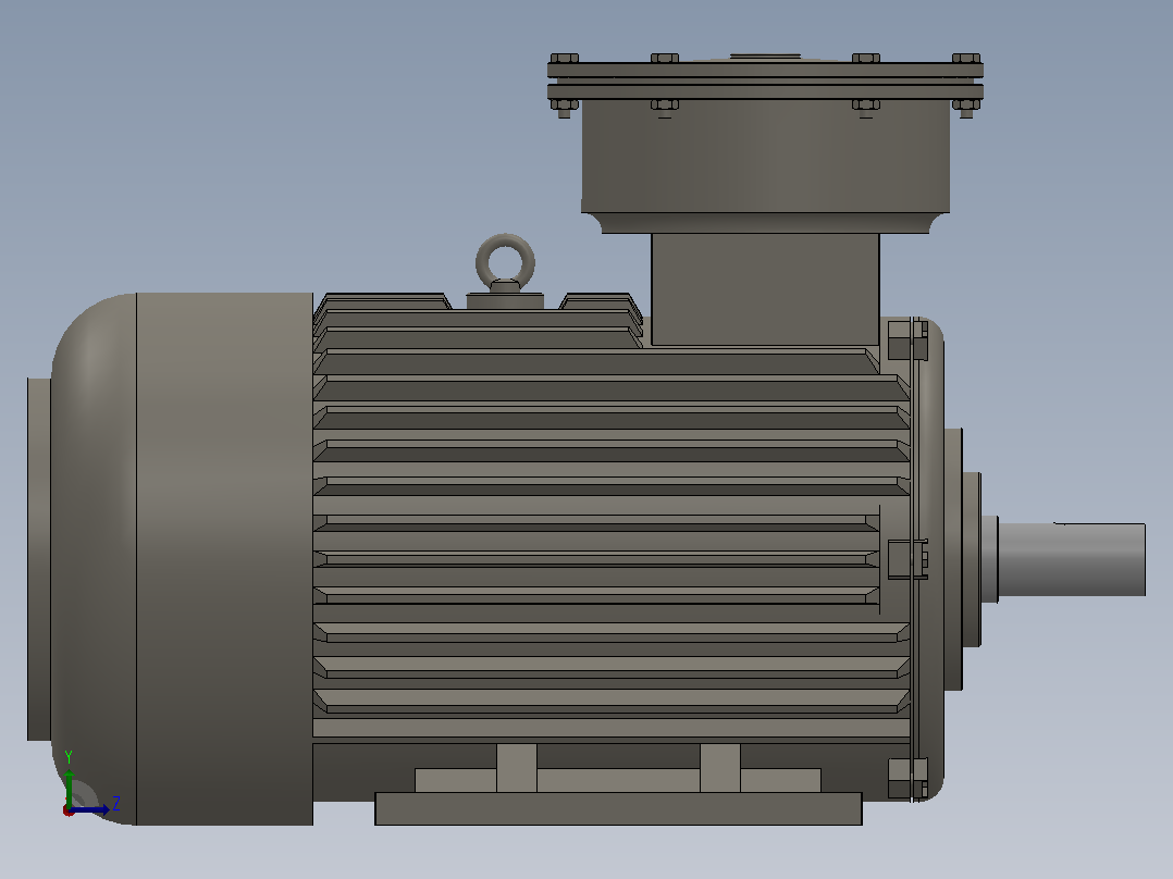 YB3-200L2-6防爆电动机模型左视图