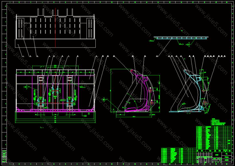斗容量10吨装载机铲斗全套图纸