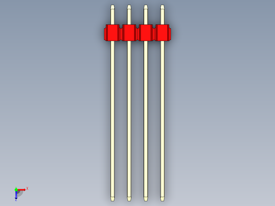 彩色公头100mil（2.54mm）系列-DS1021_red_2x04p_100mil_Type43_rev1.0俯视图