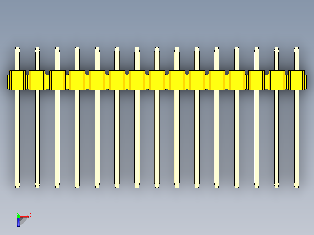 彩色公头100mil（2.54mm）系列-DS1021_yellow_2x15p_100mil_Type5_rev1.0俯视图