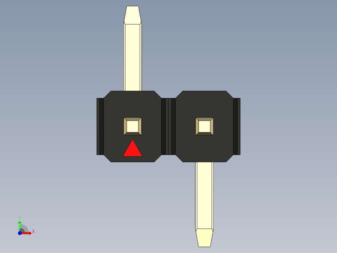 彩色公排针 100mil 2.54mm 系列-DS1022_black_02p_100mil_Type_SMT_R1_rev1.0前视图