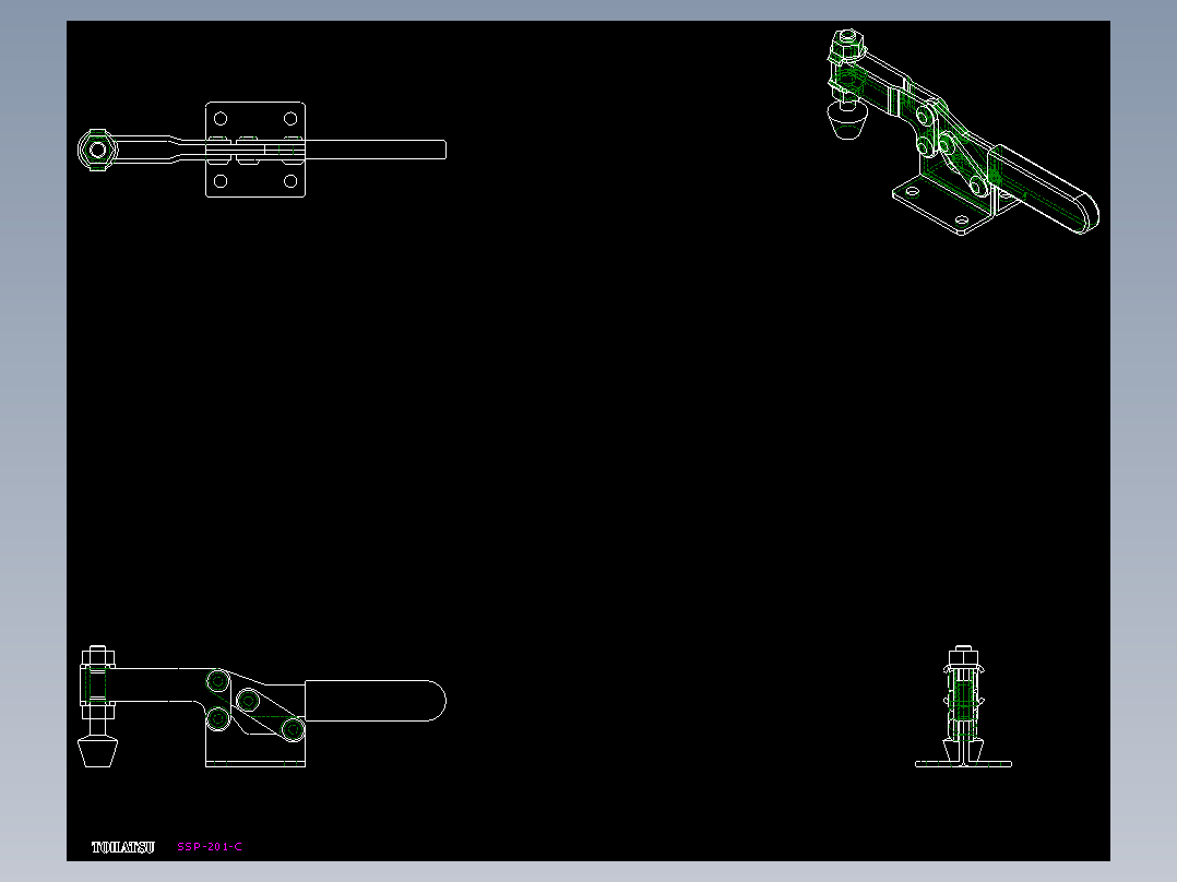 水平式夾鉗SSP(B)-2D多系列多零件图纸模型