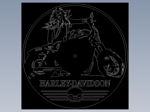 激光下料拼图哈雷摩托标志AutoCAD