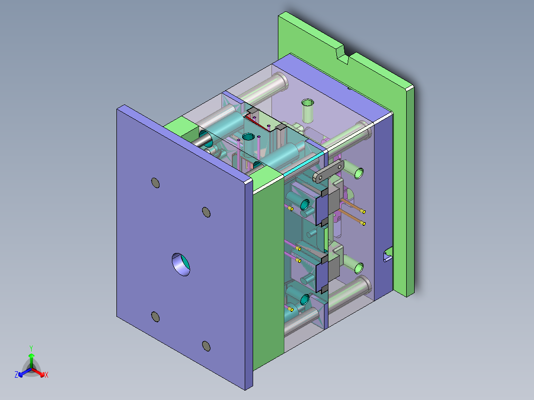 汽车前雾灯壳体全套模具图正等轴测图