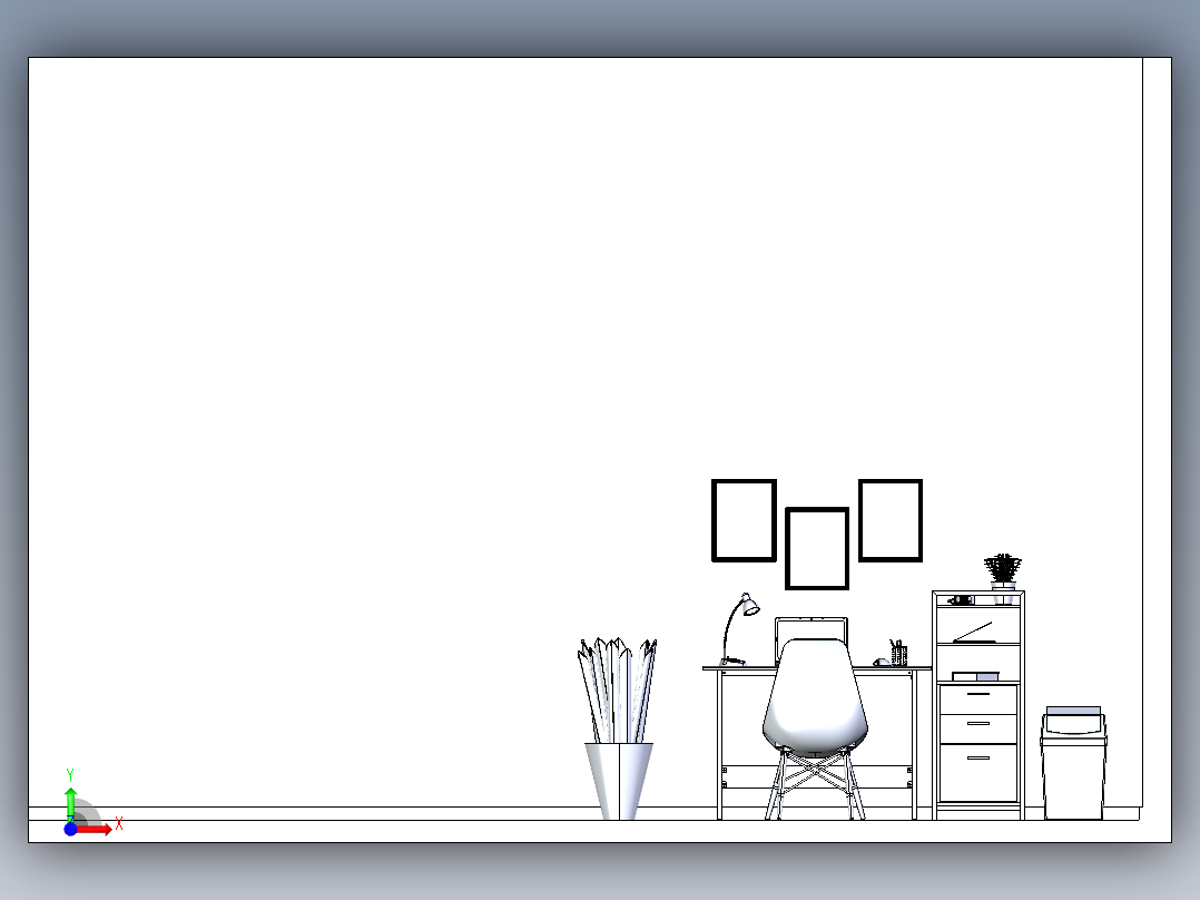 电脑桌-14 STP前视图