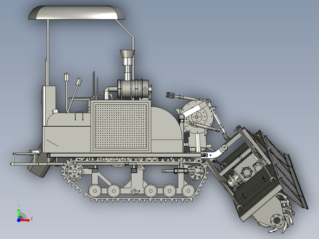 履带旋耕拖拉机3D数模图纸 STP格式前视图