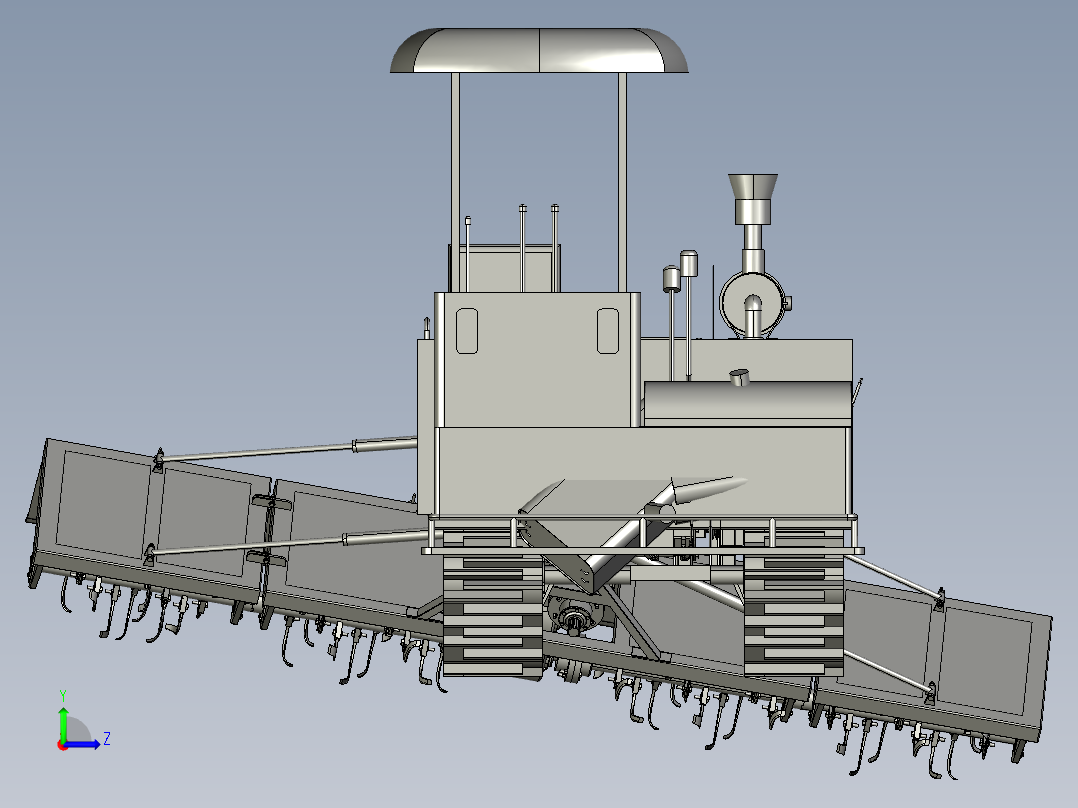 履带旋耕拖拉机3D数模图纸 STP格式左视图