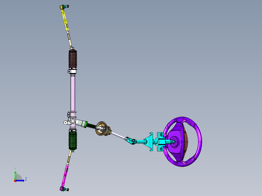 齿轮齿条式转向器系统catia三维=609413==70左视图