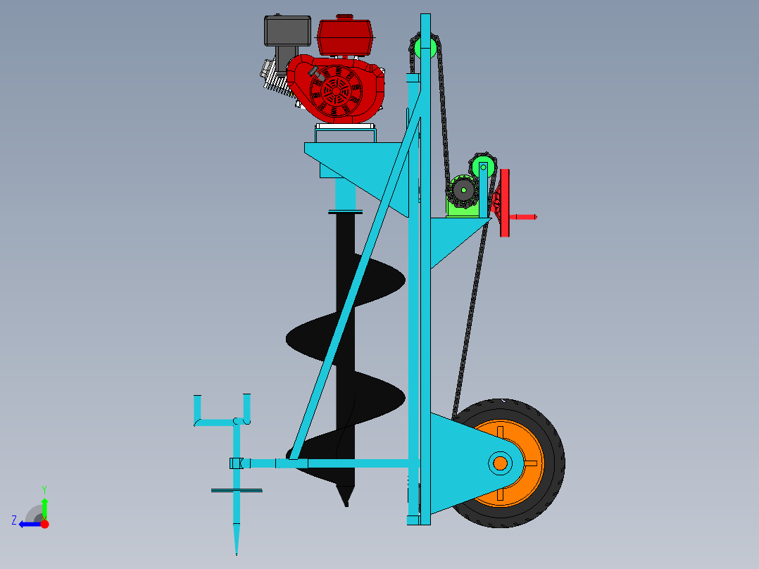 挖坑种树机40右视图