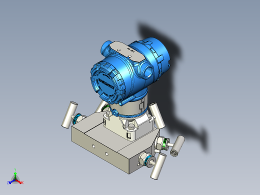 罗斯蒙特差压变送器3051，带Astava 5阀歧管正等轴测缩略图