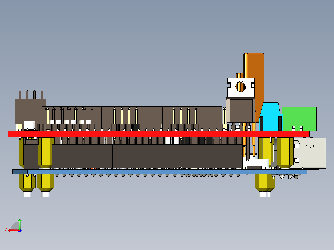 双层电路板三维UG后视图