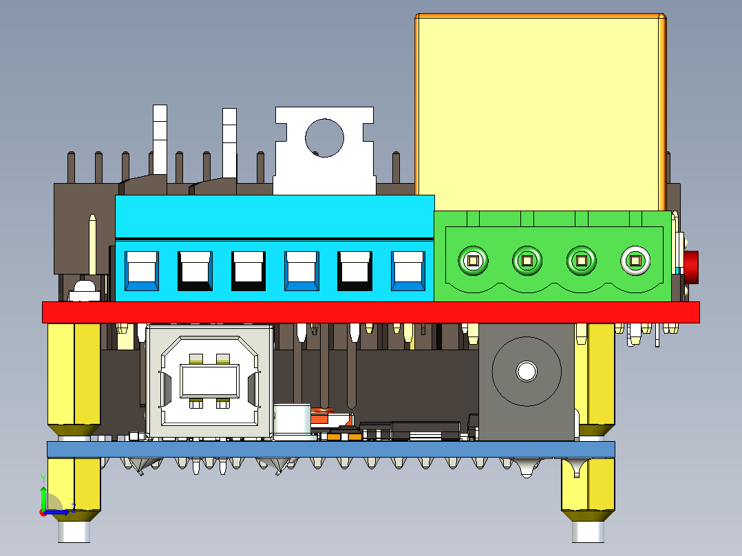 双层电路板三维UG左视图