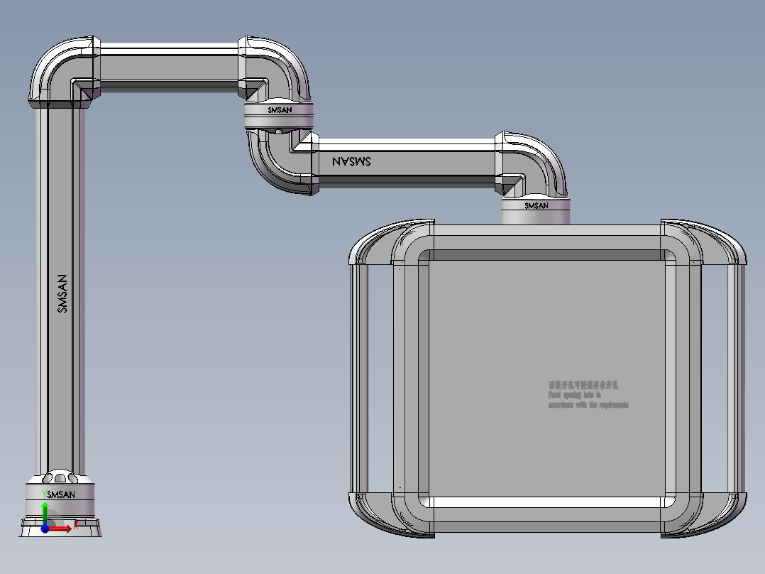 向下旋转底座+转角+转角+中间连接器+90度箱体连接器+控制箱前视图