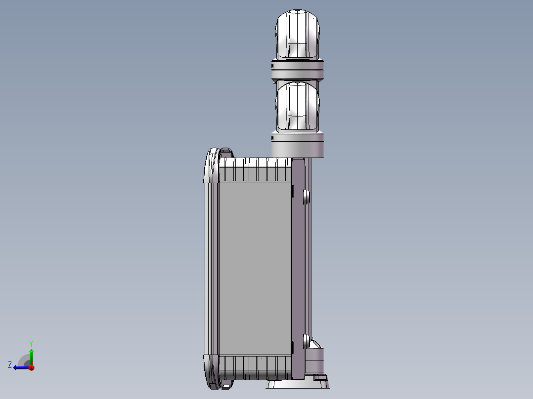 向下旋转底座+转角+转角+中间连接器+90度箱体连接器+控制箱右视图
