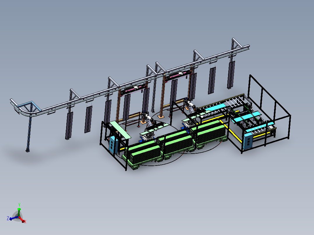 2023.02月-电梯厅门板喷粉机器人自动上下件工作站sw19可编辑