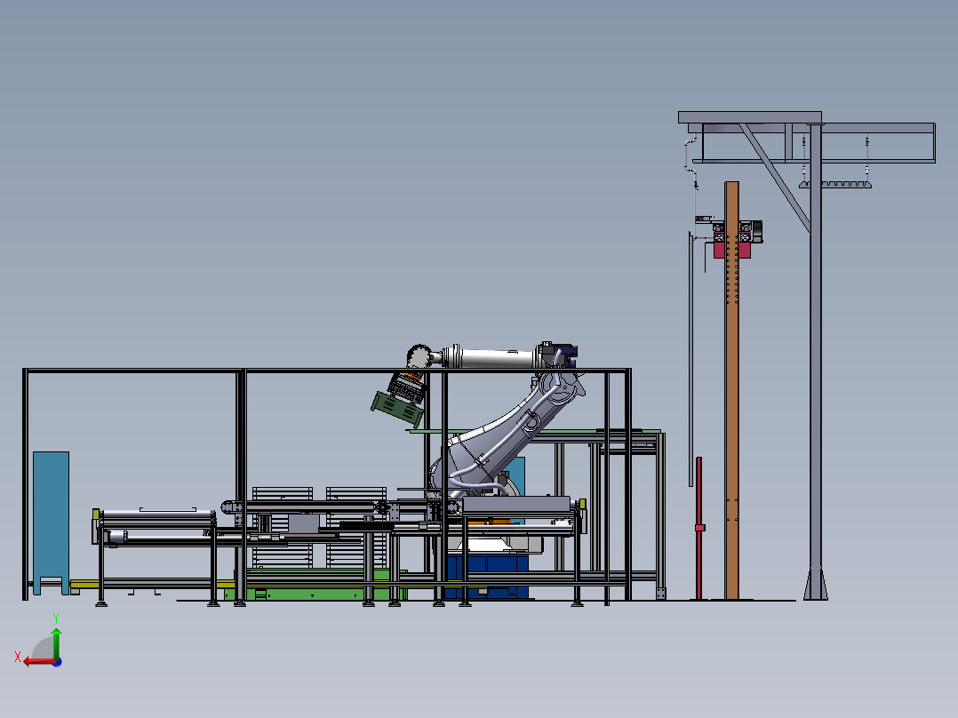 2023.02月-电梯厅门板喷粉机器人自动上下件工作站sw19可编辑后视图
