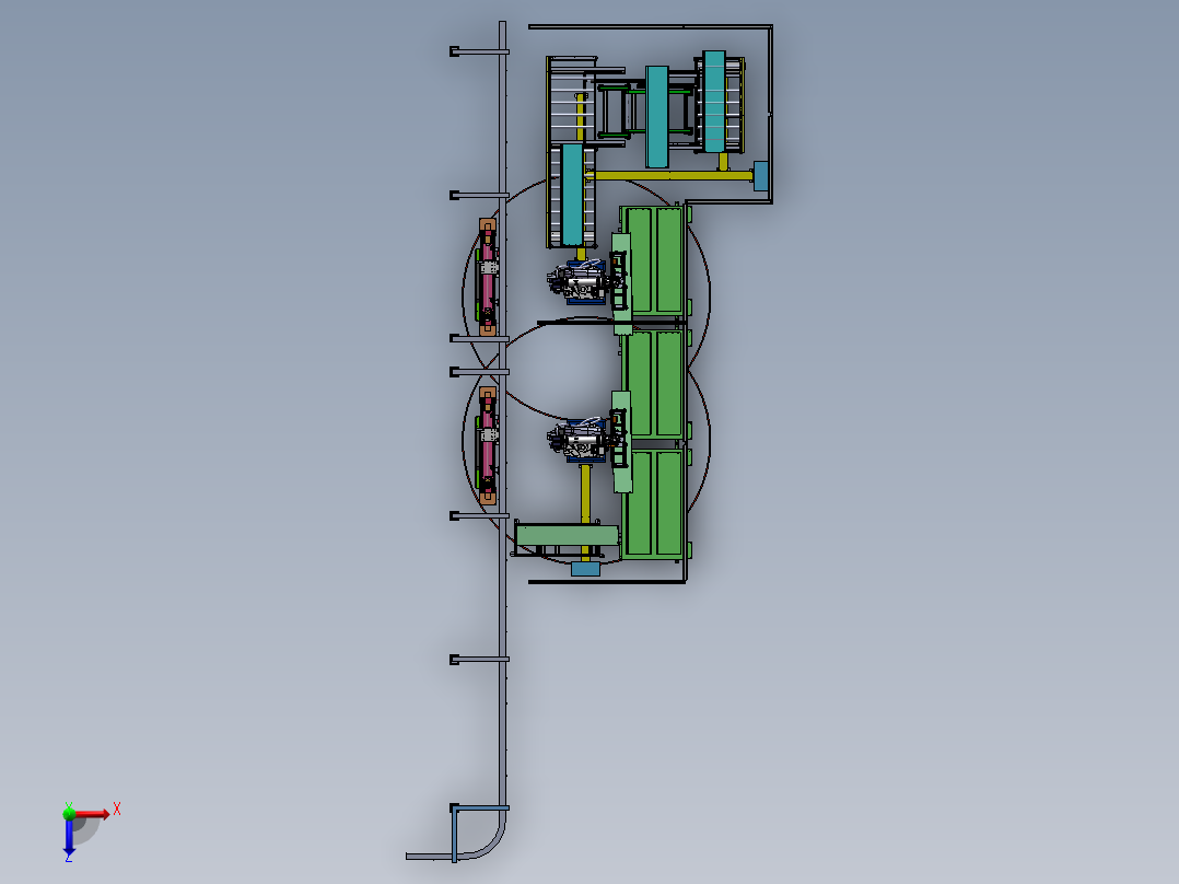 2023.02月-电梯厅门板喷粉机器人自动上下件工作站sw19可编辑俯视图
