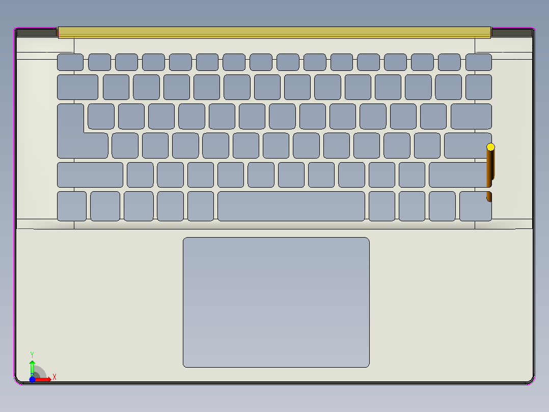 笔记本外壳铣上侧缺口+PL面程序模型前视图