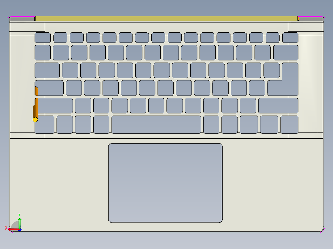 笔记本外壳铣上侧缺口+PL面程序模型后视图