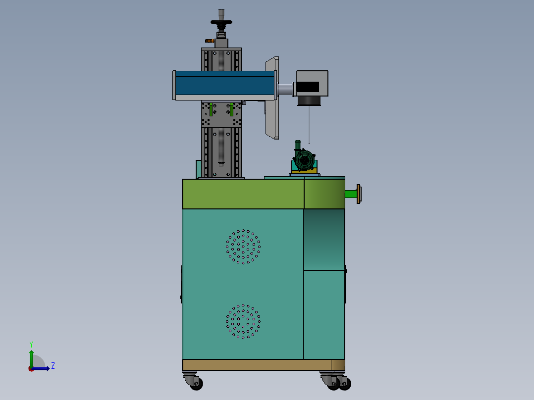 水泵盖二维码激光打标机左视图