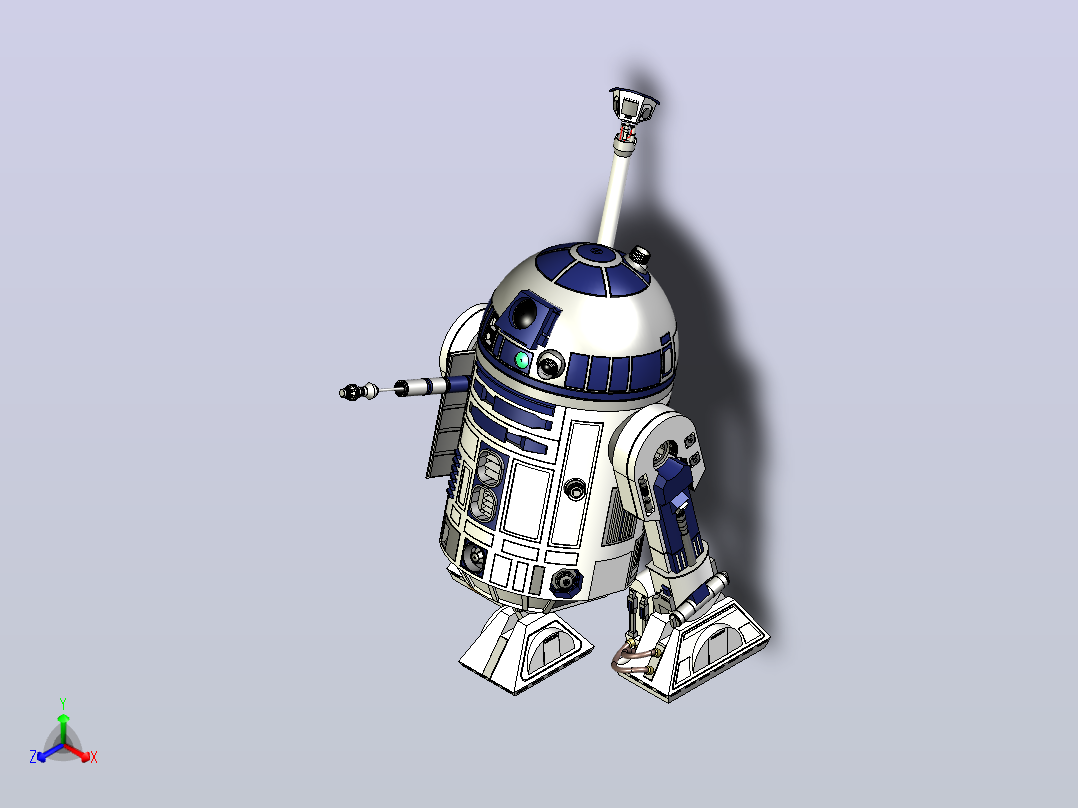 R2D2 -零件解决方案中创建的附件的正确尺寸+配置程序主视图