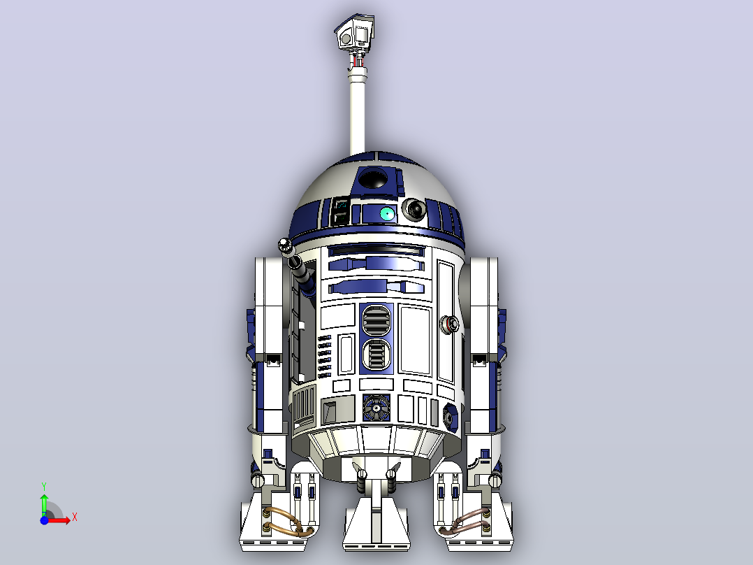 R2D2 -零件解决方案中创建的附件的正确尺寸+配置程序前视图