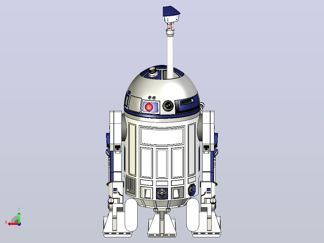 R2D2 -零件解决方案中创建的附件的正确尺寸+配置程序后视图