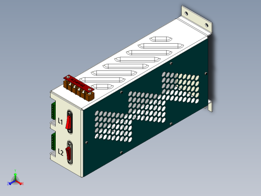 双通道电源机柜板材正等轴测缩略图