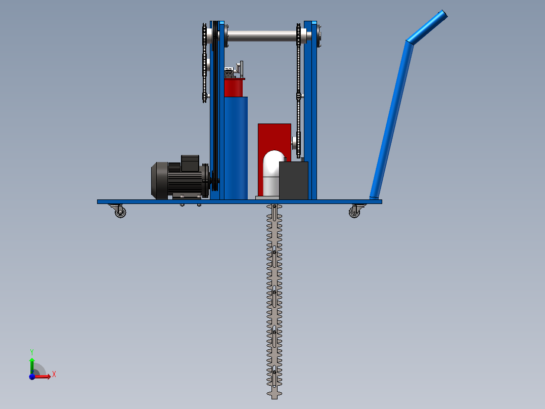 城市绿篱修剪机设计采用双刀片（含SW三维+CAD图纸+说明书）前视图
