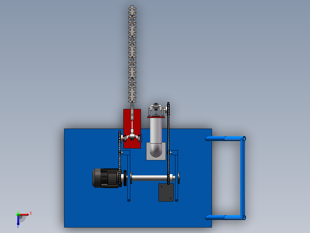 城市绿篱修剪机设计采用双刀片（含SW三维+CAD图纸+说明书）俯视图