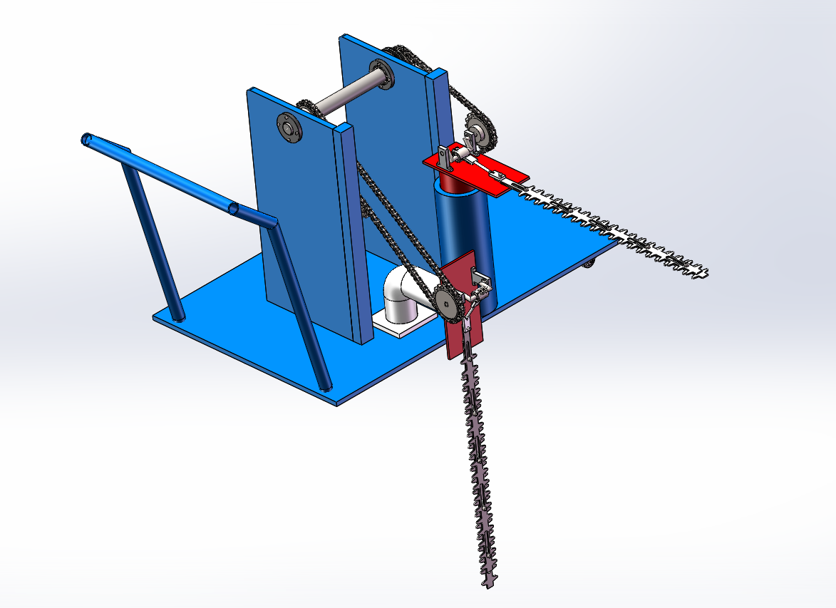 城市绿篱修剪机设计采用双刀片（含SW三维+CAD图纸+说明书）