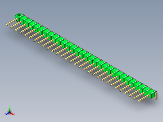彩色公排针 100mil 2.54mm 系列-DS1022_green_1x30p_100mil_TypeD_rev1.0