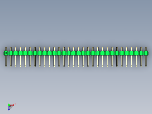 彩色公排针 100mil 2.54mm 系列-DS1022_green_1x30p_100mil_TypeD_rev1.0俯视缩略图