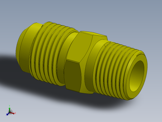 喇叭形 45D 半接头连接器-FLARE 45D 1-2 Tube OD-34-16 x 3-8 NPT.SLDPRT
