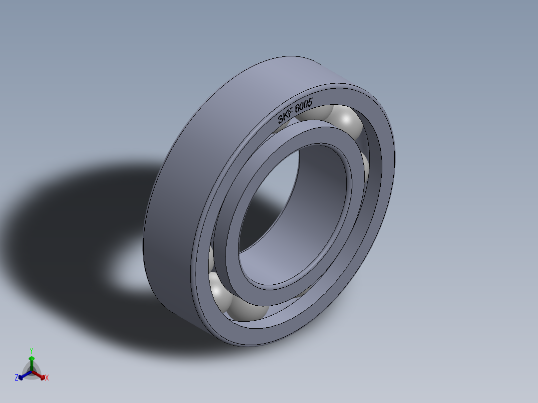 滚珠轴承-SKF BALL BEARING 6005 25x47x12正等轴测图