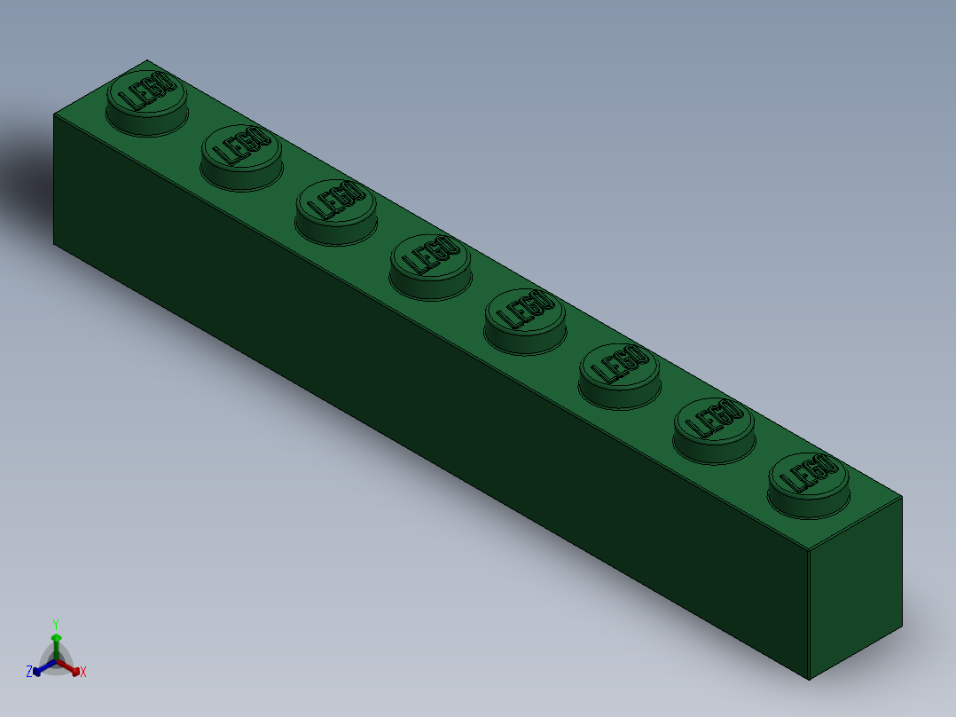乐高套装 4421基本积木-4143953 - 3008 Dark Green Brick 1 x 8.SLDPRT
