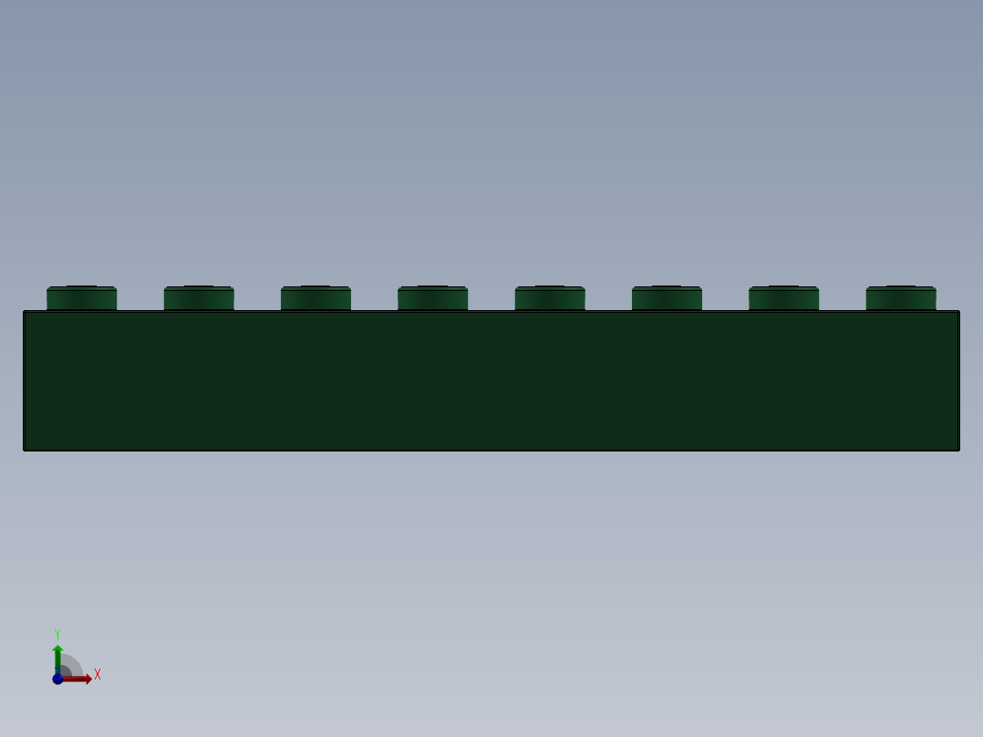 乐高套装 4421基本积木-4143953 - 3008 Dark Green Brick 1 x 8.SLDPRT前视图