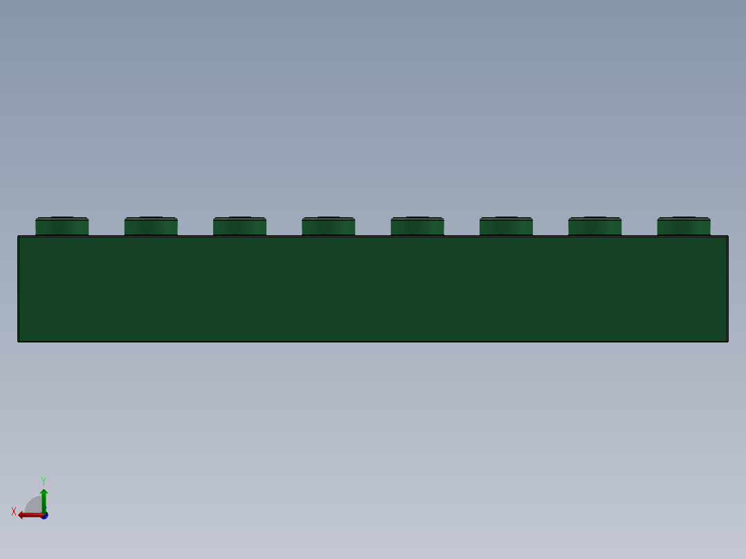乐高套装 4421基本积木-4143953 - 3008 Dark Green Brick 1 x 8.SLDPRT后视图