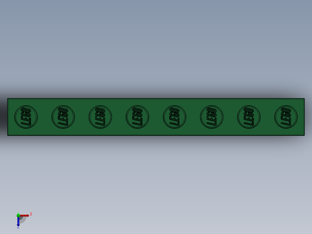 乐高套装 4421基本积木-4143953 - 3008 Dark Green Brick 1 x 8.SLDPRT俯视图