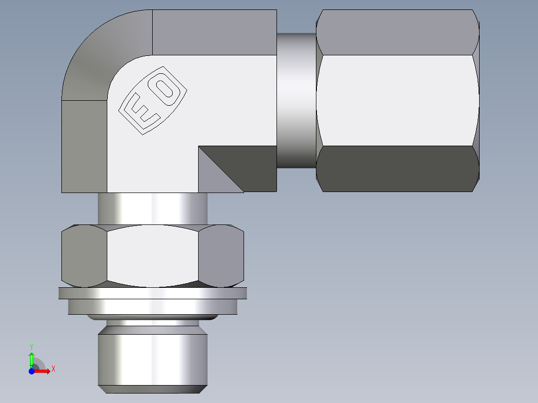 卡套式工业通用硬管接头EO_Adjustable_Locknut_elbow_WEE06ZLRCF前视图