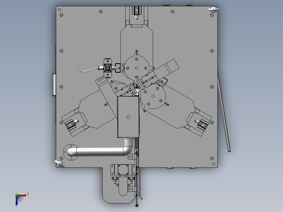 箭翼自动粘贴设备（自动贴标机）俯视图