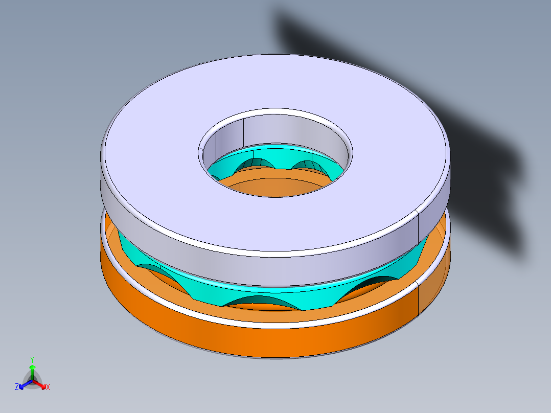 平面推力球轴承51100正等轴测图
