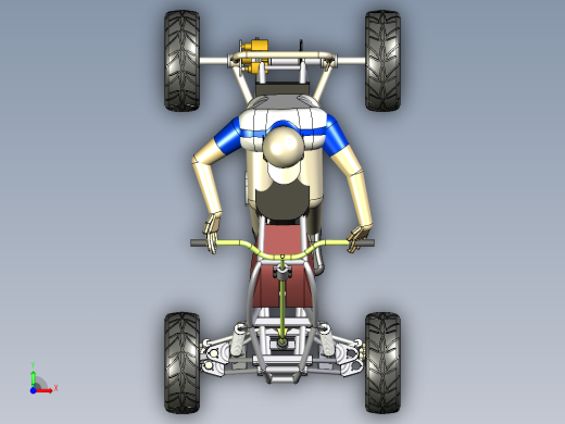 自制简易ATV越野4轮钢管车3D图纸前视缩略图