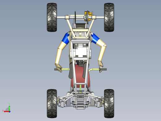 自制简易ATV越野4轮钢管车3D图纸后视缩略图